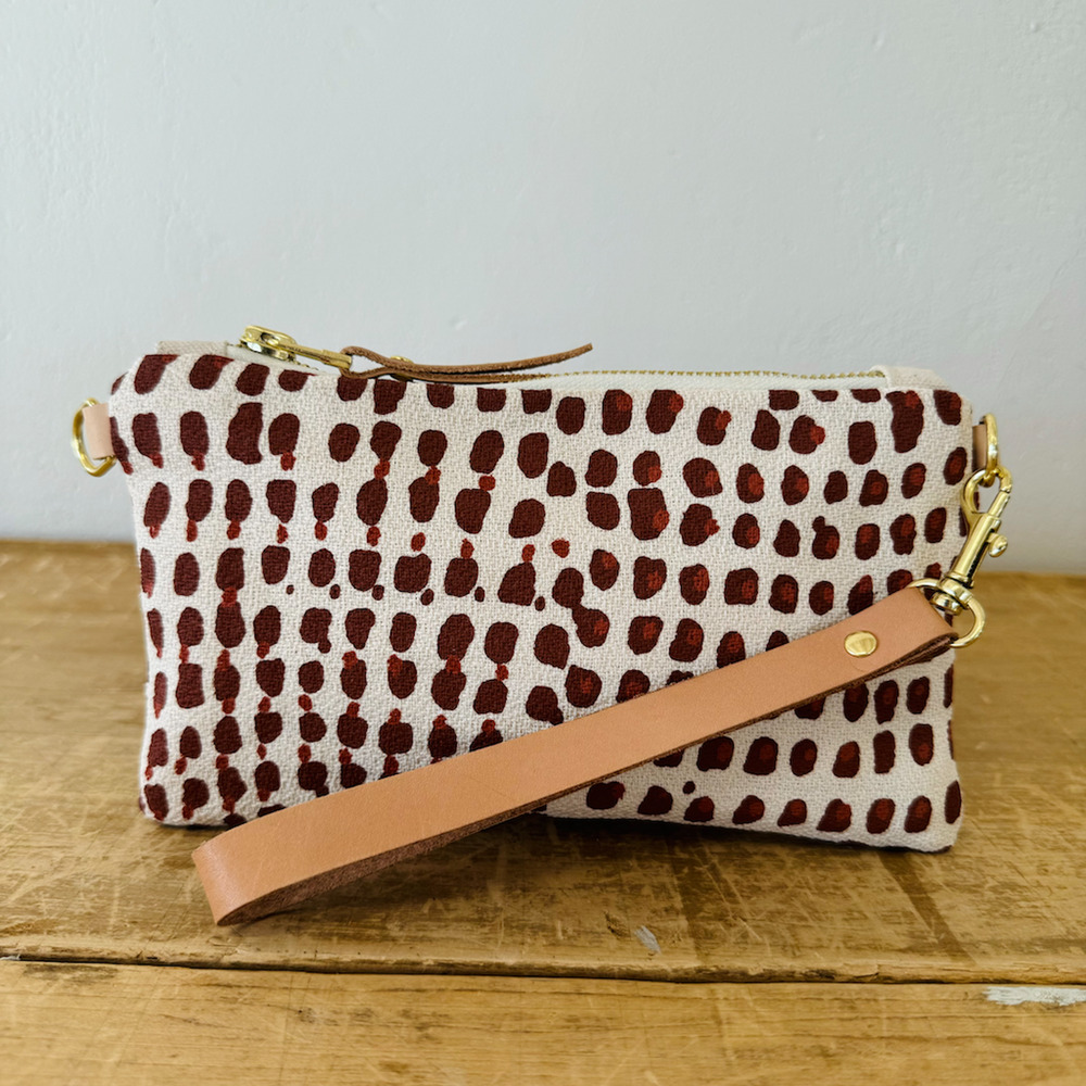Shiraleah Erin Flett Ellie Handmade Barkcloth Wristlet Bag NWT